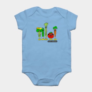 Vegetable Firing Squad (Classic Skateboard Graphic) Baby Bodysuit